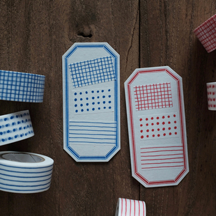 分装 | 日本 仓敷意匠 mitsou红蓝基础和纸胶带组 水玉缟格子点线