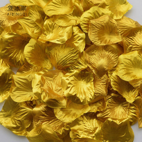 100片 高档绢布 装饰花瓣 仿真玫瑰花瓣 撒花 婚庆散花 金色