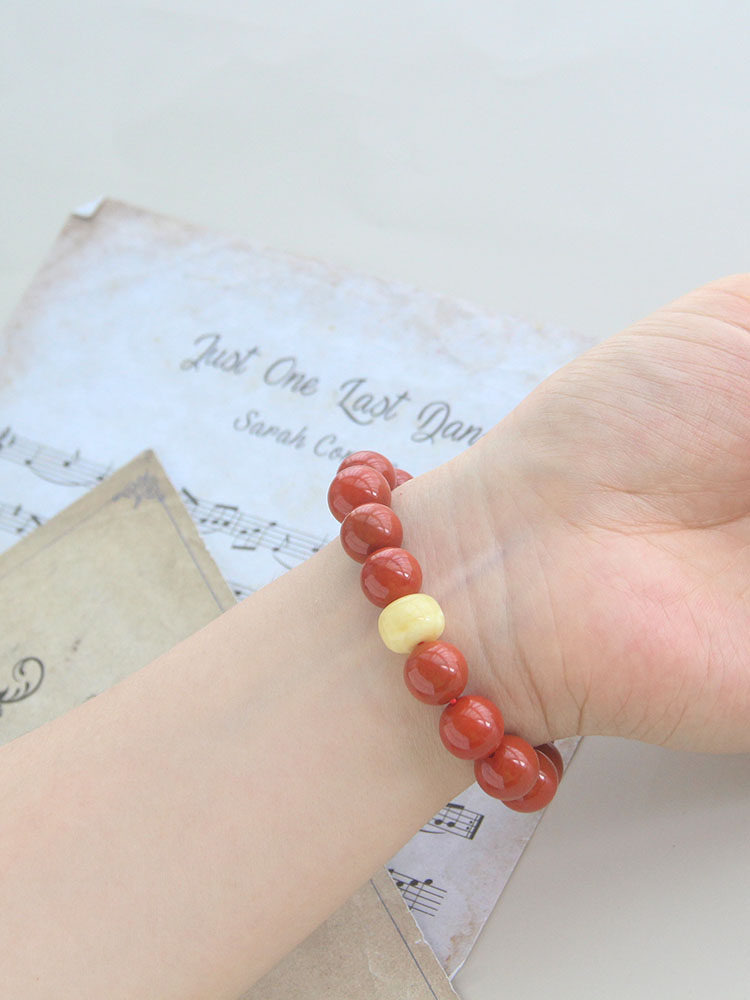 천연 NANHONG 팔찌 여성 6 7 8MM 감 레드 풀 육체 풀 컬러 VASI SICHUAN 소재 팔찌 한 항목과 한 사진