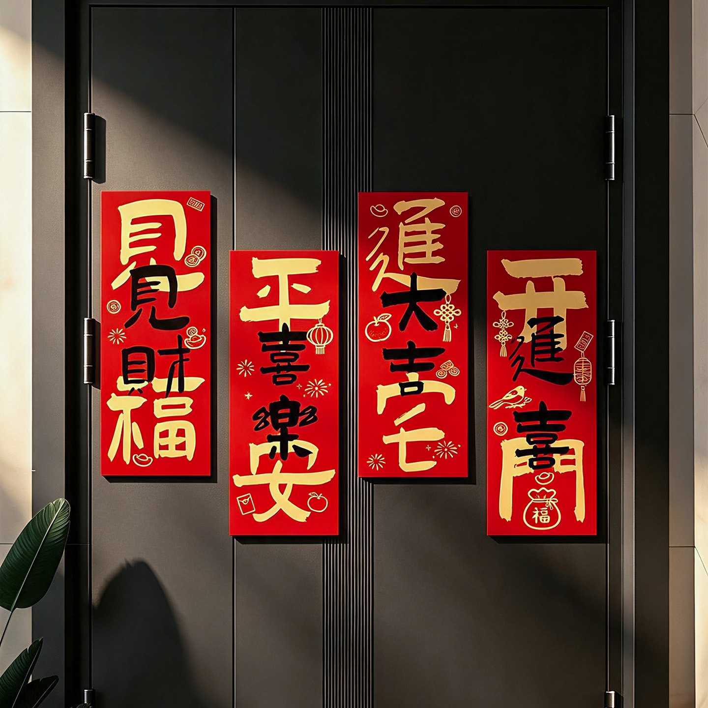 2027羊年新款春节磁吸对联冰箱贴装饰品场景布置新年过年入户门贴