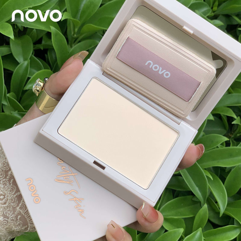 NOVO5328粉饼网红同款散粉定妆粉控遮瑕平价粉扑学生小众干湿两用