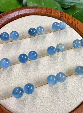 天然海蓝宝s925银针耳钉