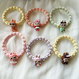 6个可爱卡通新款拉布布丑萌精灵头绳少女发绳儿童皮筋高弹力头饰