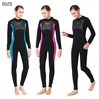 OUZO新款3mm女连体加厚保暖冲浪