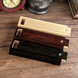 长方形抽拉盖竹盒竹木质包装盒竹木储物盒木盒长条形实木桌面收纳