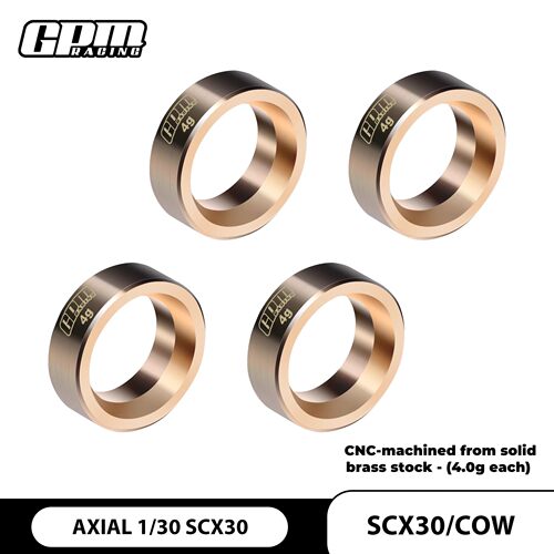 AXIAL 1/30 SCX30 福特烈马/牧马人 轮毂黄铜配重块#SCX30/COW