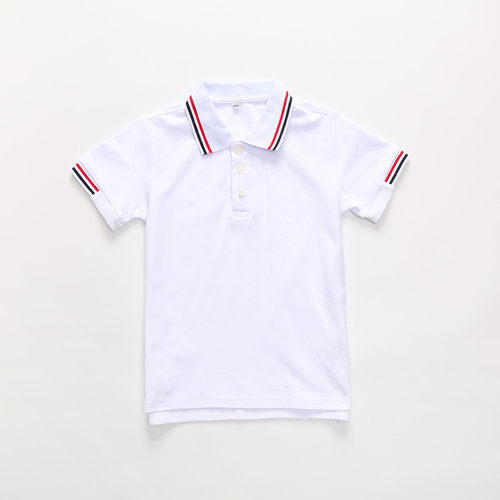 伊顿校服白色螺纹领T恤POLO衫