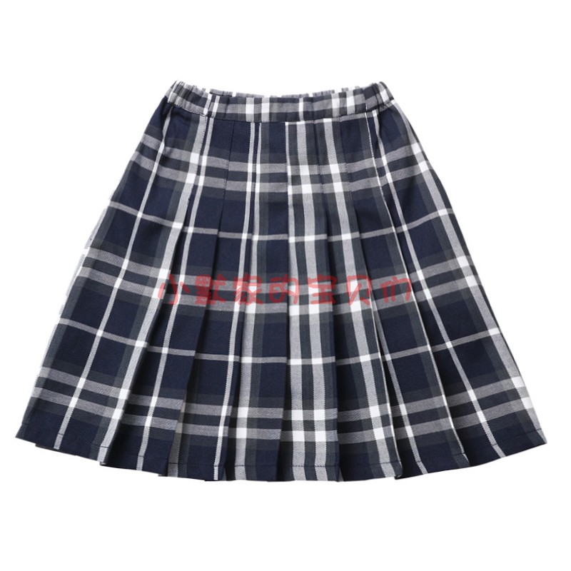 校服裙苏格兰藏青白色格子百褶裙