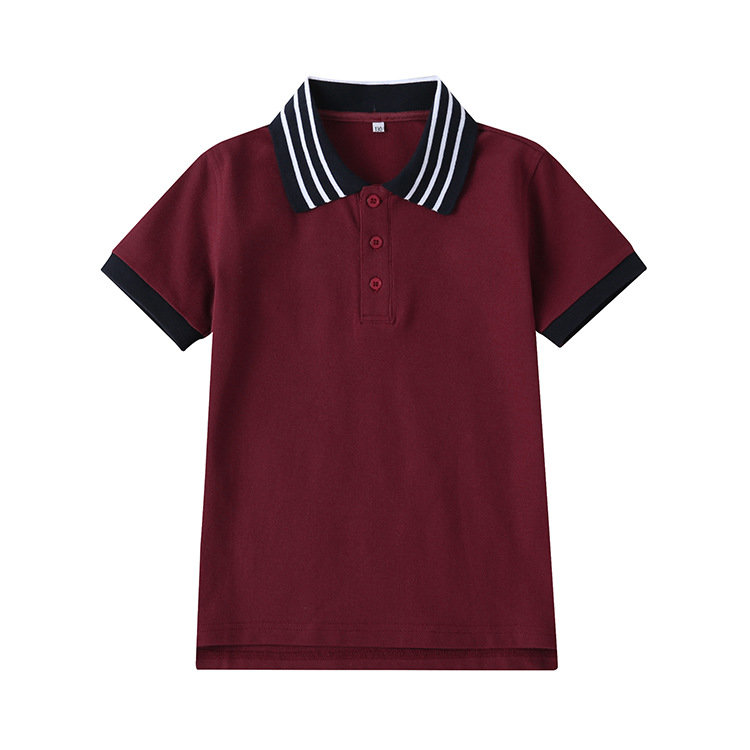 伊顿同款校服枣红色黑白领学生班服幼儿园服T恤POLO衫