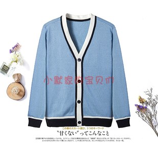 15M063针织长袖 浅蓝色校服毛衣开衫 毛线外套春秋 伊顿同款 2022新款