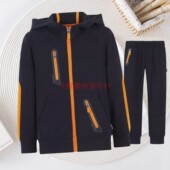 17Y051 男女童棒球服藏青拼橘红拉链运动套装 伊顿校服同款 春秋季