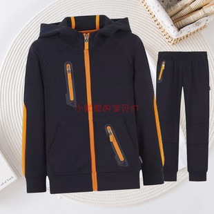 伊顿校服同款春秋季男女童棒球服藏青拼橘红拉链运动套装17Y051