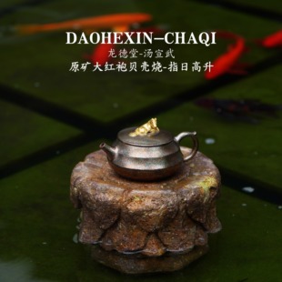 汤宣武＜指日高升＞原矿大红袍贝壳烧全手紫砂壶180cc 龙德堂