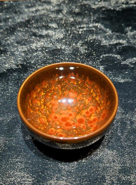 龙德堂-范泽锋朱鹮红钵型天目盏主人杯茶杯宝石釉