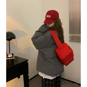 灰色短款羽绒服女冬季2024新款小个子90白鸭绒韩系加厚面包服外套