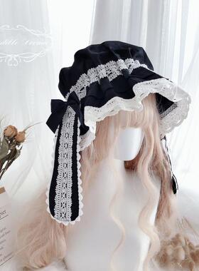 【现货】基础款lolita手作纯棉蕾丝bb帽bnt睡帽 可搭配bbd