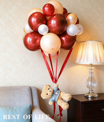 结婚小熊飘空气球订婚新房女方出阁房间婚礼用品装饰婚房布置新款