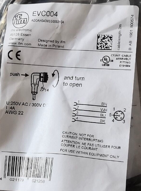 原装IFM易福门传感器连接线EVC004 EVC003 EVC001 EVC005 EVC002