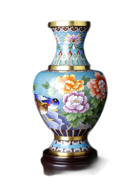 张向东作品景泰蓝花瓶铜胎厚胎