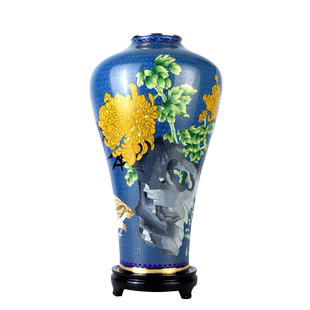 北京景泰蓝花瓶安居乐业仿古新中式摆件瓷瓶客厅书房办公室装饰品