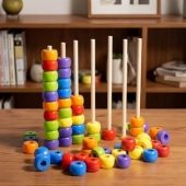 益智区玩具小班多彩串珠对对碰儿童思维颜色分类幼儿园蒙氏早教