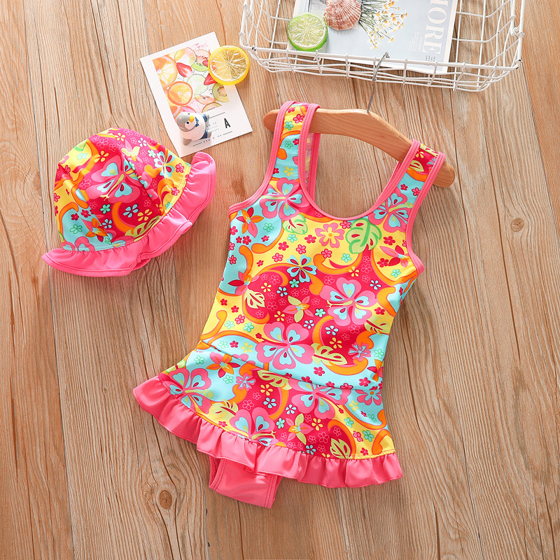 儿童游泳衣夏季女童小孩宝宝可爱公主连体防晒速干裙式泡温泉泳装