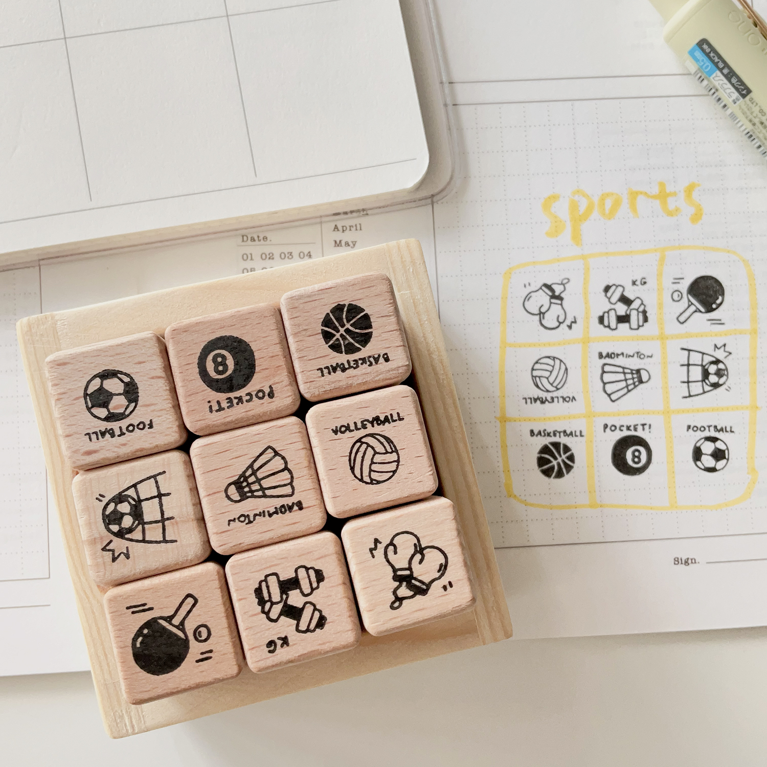 有间手账mini树脂印章运动