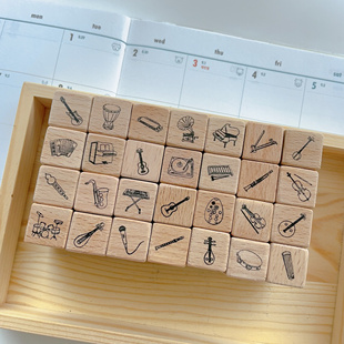 有间手帐｜乐器学习打卡mini印章图章小提琴钢琴吉他架子鼓古筝