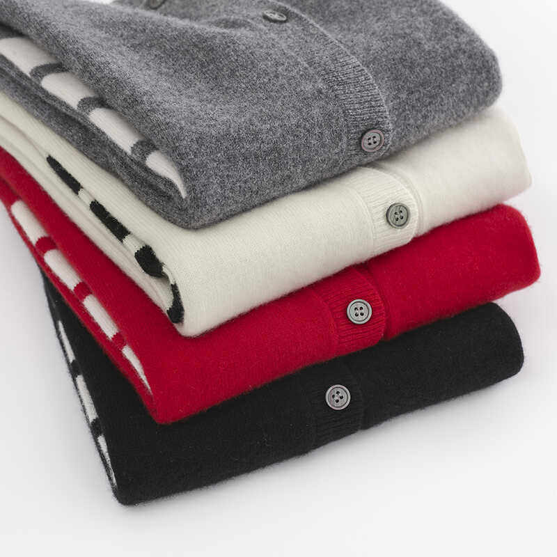 儿童羊绒开衫拼色男女童羊毛衫圆领毛衣春秋新款外套纯色针织灰色