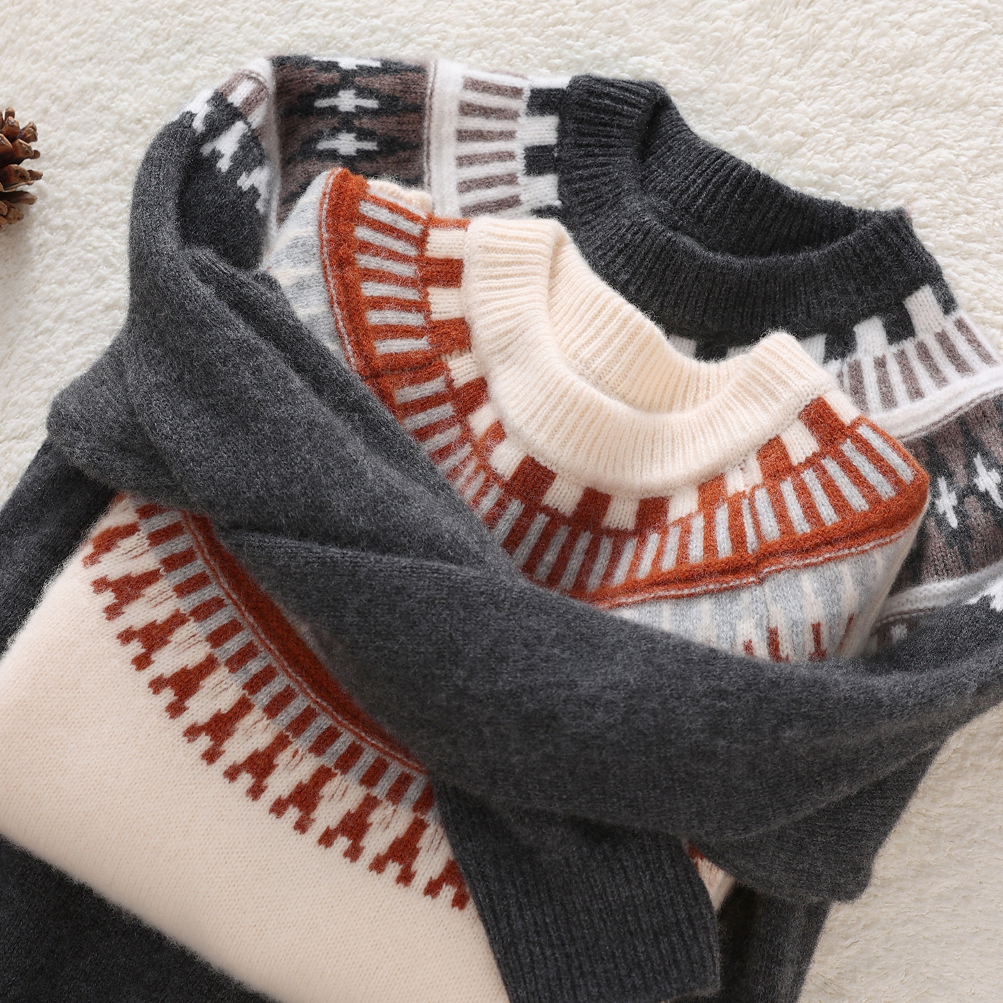 费尔岛风儿童羊毛衫加厚保暖