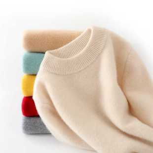 100%澳洲纯羊毛衫 秋冬 儿童套头圆领毛衣加厚宽松羊绒针织打底衫