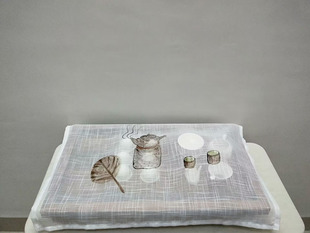 茶具盖布防尘布长方形小盖巾餐具遮尘盖布多功能中式手绘盖巾