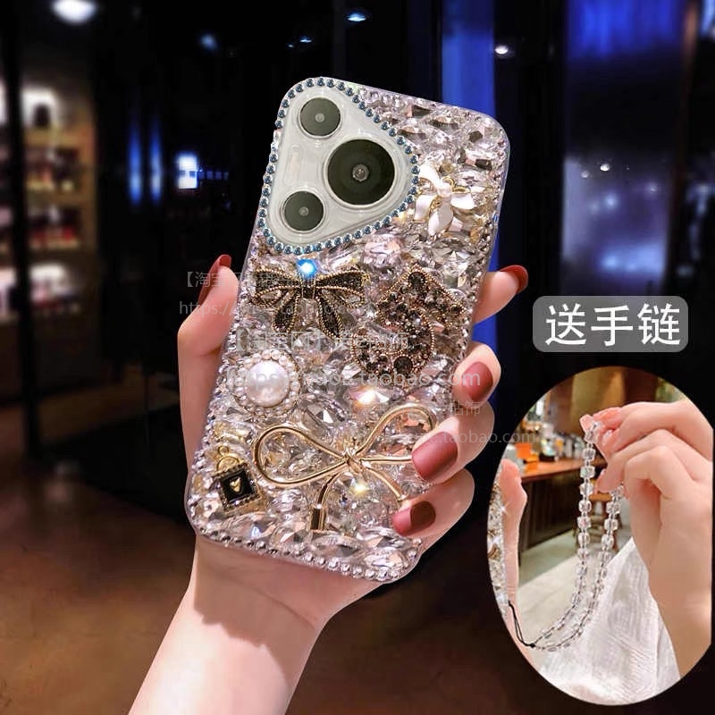 适用华为Pura80手机壳P80pro满钻蝴蝶结保护套80ultra女新款奢华水钻pura70高级感全包防摔Pure外壳por+闪钻