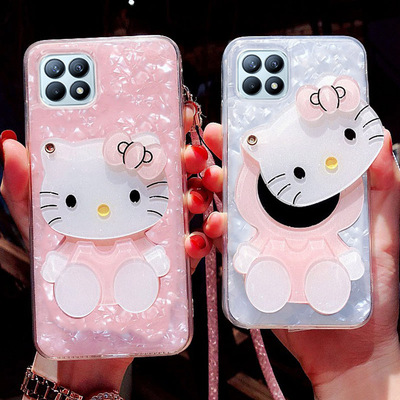 oppoReno4se手机壳女款Reno4可爱卡通镜子Reno4pro保护套全包防摔