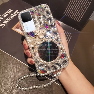 适用于vivos18pro手机壳珍珠s18高档满钻S17S16带镜子s18E镶钻X100全包Y78+软壳Y35闪钻X90S女X70X80X60X50女