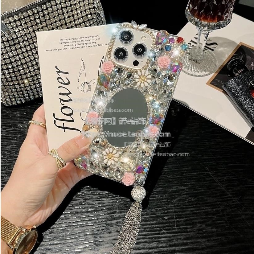 适用于苹果14pro手机壳满钻闪钻iphone15promax镶钻镜子XR全包XS MAX软壳7女款8plus防摔11/12PRO/6s高档13壳