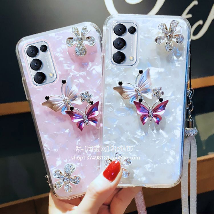 适用于oppoReno5手机壳15蝴蝶花9