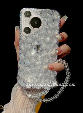 华为P70手机壳奢华pura70金箔水钻女全包防钻华为Pura70Ultra翡绿摔于保护适用带pura70pro新款钻P60pro壳