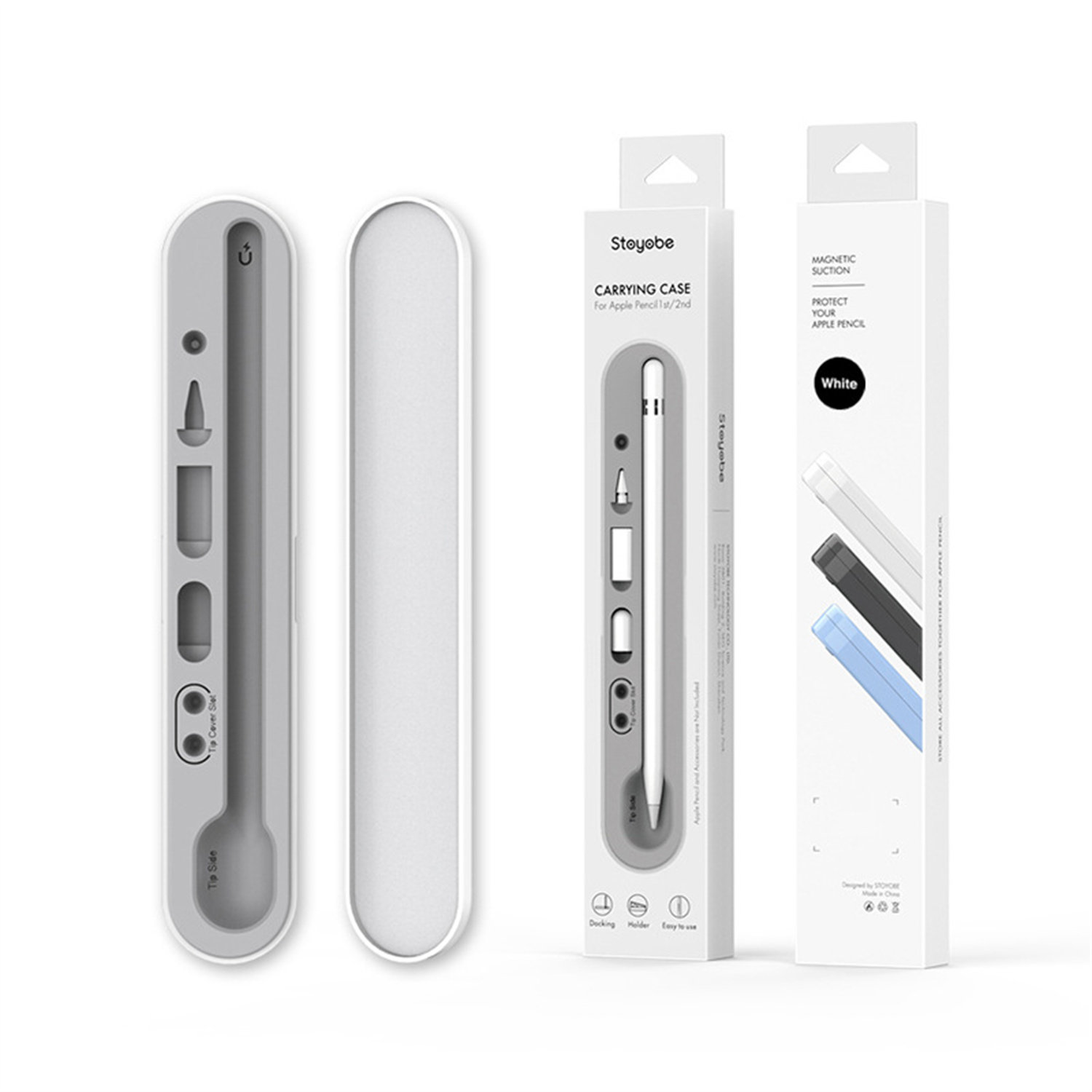 适用Apple Pencil1&2代磁吸收纳笔盒硅胶多功能便携PencilPro笔袋 - 实物图