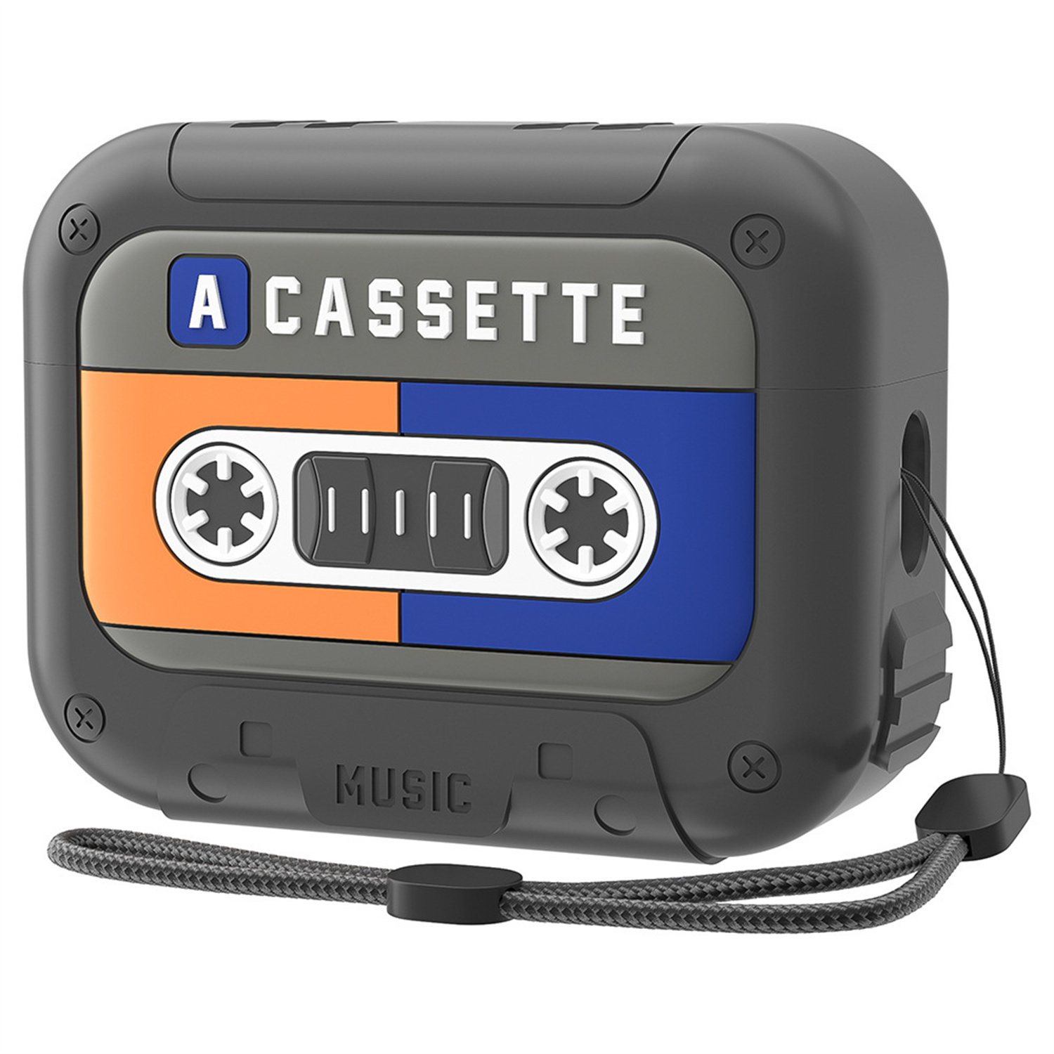 适用苹果airpodspro2保护套高级感AirPods4硅胶AirPods Pro二代可爱复古创意磁带机小众分体式原创蓝色软外壳