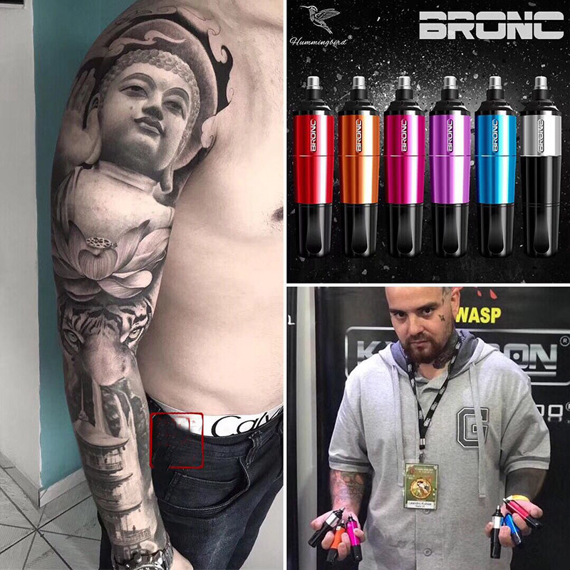 BRONC野马纹身笔马达机器纹身一体笔瑞士马达割线打雾纹身笔-银色