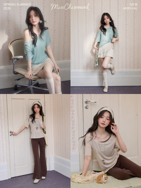 Collage of women wearing casual spring-summer outfits from a new arrival collection
