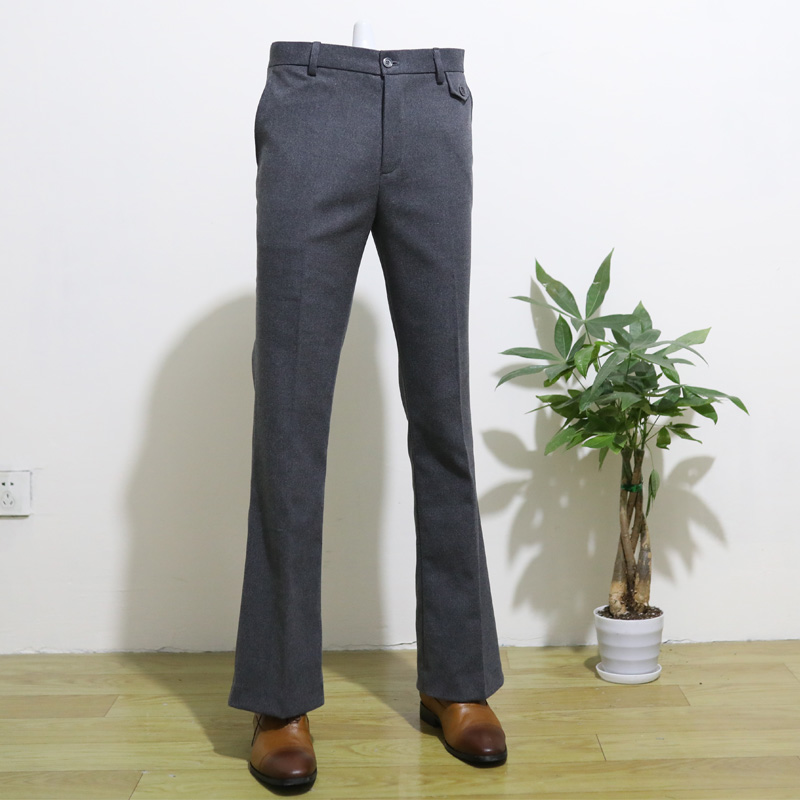 秋冬款毛呢裤男商务休闲免烫喇叭