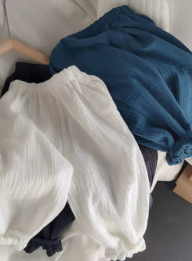 儿童防蚊裤薄款棉纱褶皱面料韩国男女童装灯笼裤新款中小童夏装潮