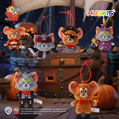 正版猫和老鼠万圣节骷髅装扮毛绒挂件杰瑞姜饼人公仔挂饰批玩偶发