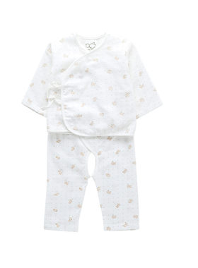 拉比正品婴幼儿纱布开裆和尚服套装超薄夏款透气新生儿纯棉睡衣裤