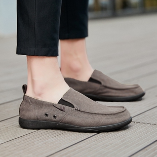 上海回力男士帆布鞋一脚蹬懒人鞋 男鞋无鞋带宽头软底45 46运动鞋