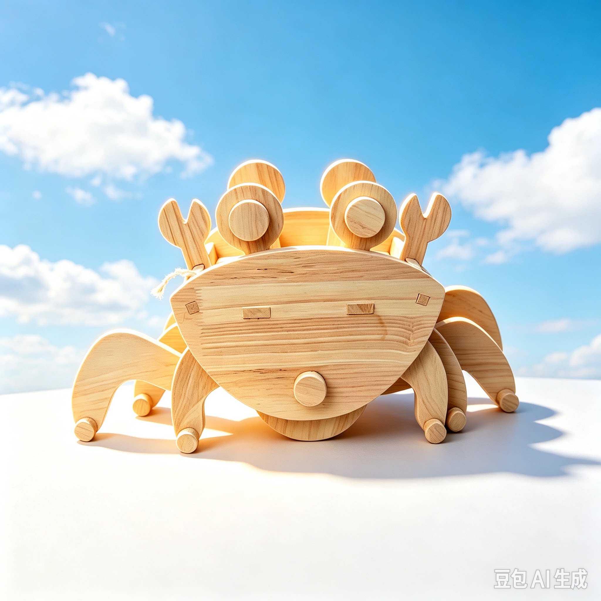 木制螃蟹车手工DIY材料包半成品创意玩具研学学步车学校收纳摆件