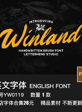 中国风霸气粗犷手写毛笔logo品牌包装美食海报广告标题ps英文字体