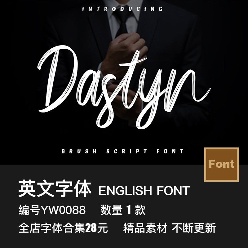 毛笔书法艺术手写涂鸦个性签名T恤海报标题杂志画册排版英文字体